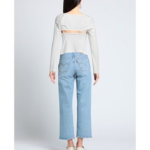 NWT Jonathan Simkhai White Ribbed Knit Cami Top Attached Long Sleeved Shrug Sz L - Picture 4 of 12